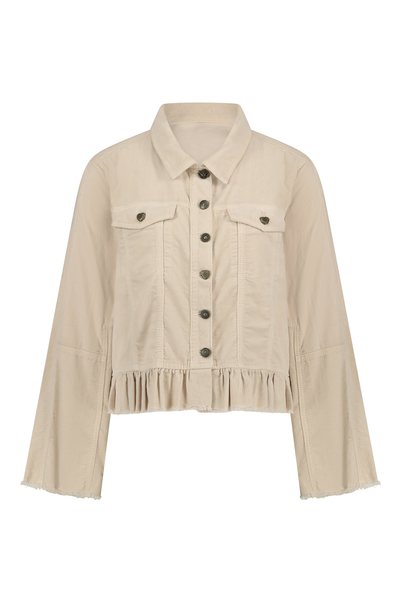 Ruffled Velvet Jacket Autumn – Cream