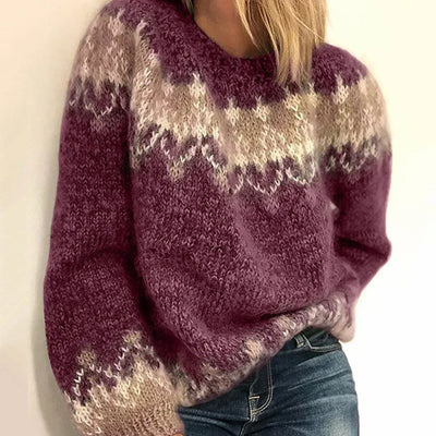 Frauen - Jacquard Mohair Gestrickt Pullover