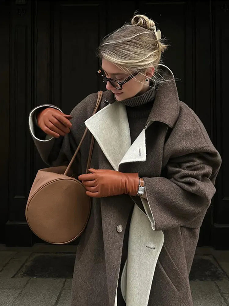 Anita - Mantel mit zweifarbigem Revers