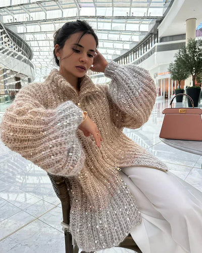 Sophie™ - Eleganter glitzernder Seiden-Cardigan