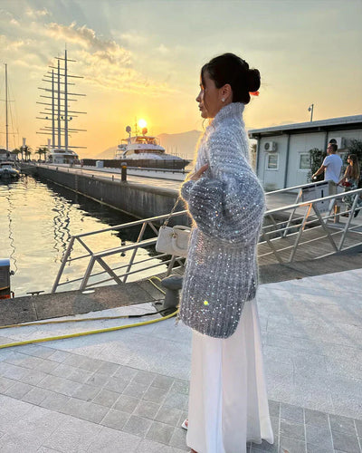 Sophie™ - Eleganter glitzernder Seiden-Cardigan