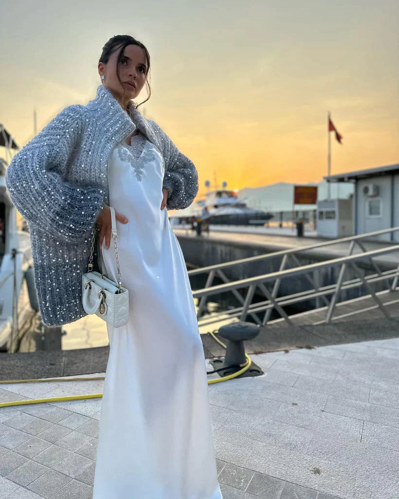 Sophie™ - Eleganter glitzernder Seiden-Cardigan